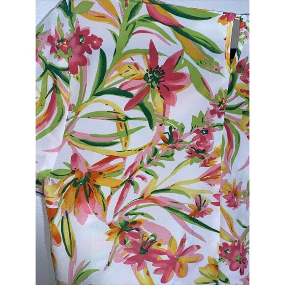 J Crew Womens Blouse Tropical Print Round Neck Cap Sleeve Size Small - Picture 11 of 11